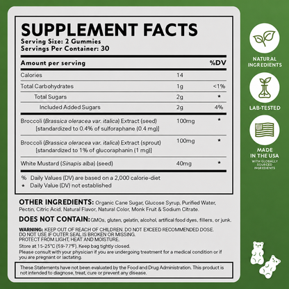Neurobrocc Kids Sulforaphane Gummies Green Apple Flavor